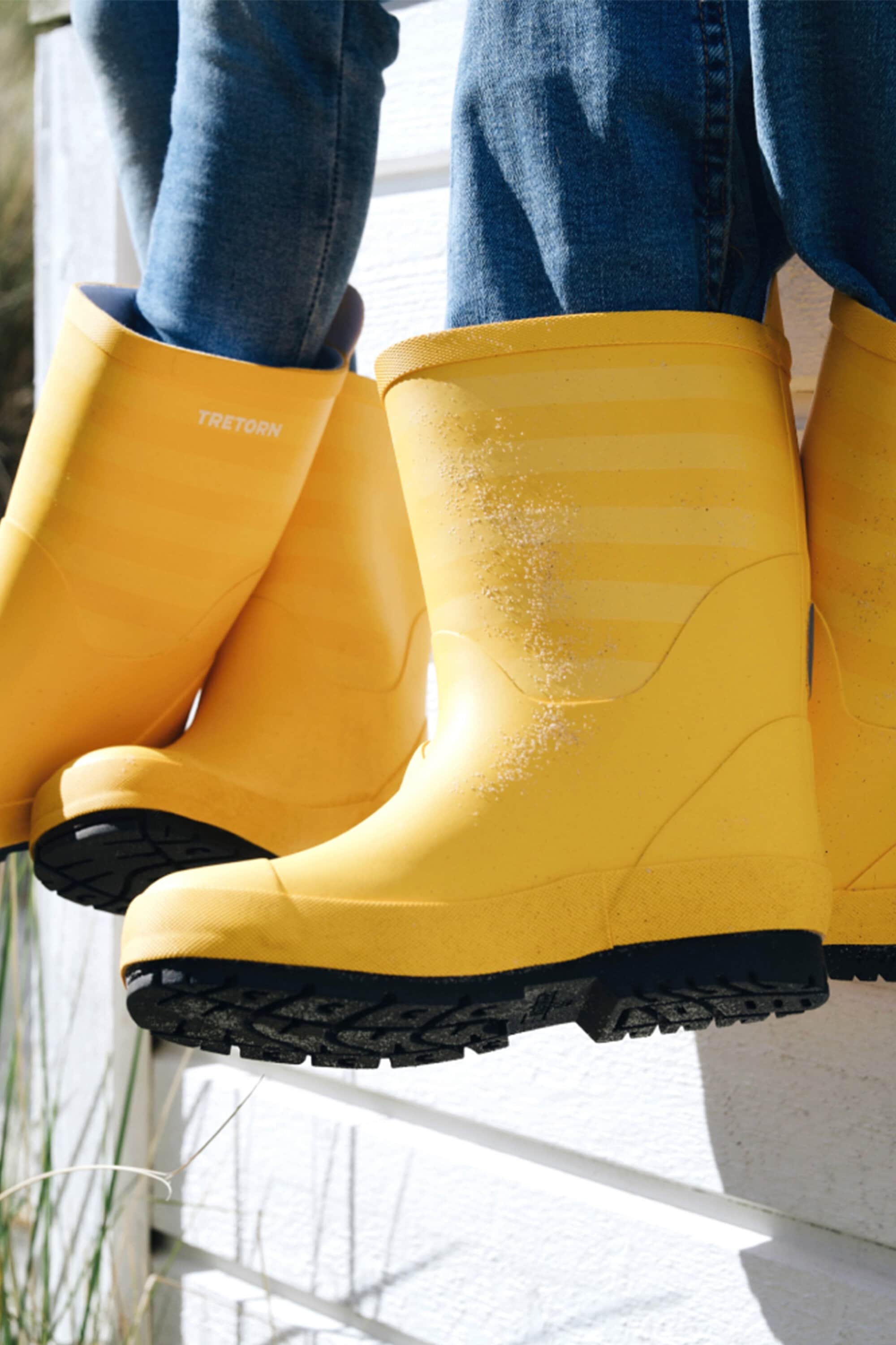 Tretorn yellow rain boots top